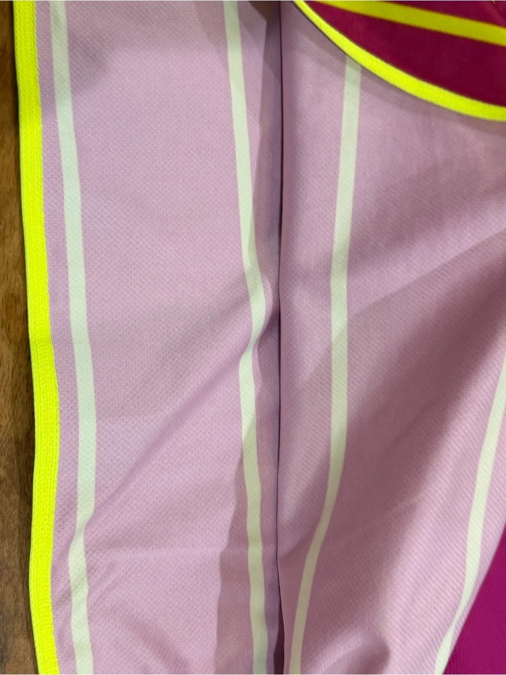 Nike Dri-Fit Fuchsia Long-Sleeve Athletic Tee with Yellow Stripes Size XL